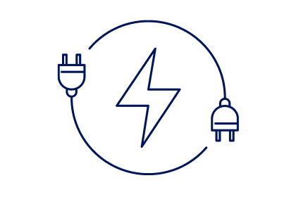 Lightning bolt and plugs icon.