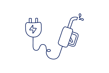 Electric plug and petrol pump icon.