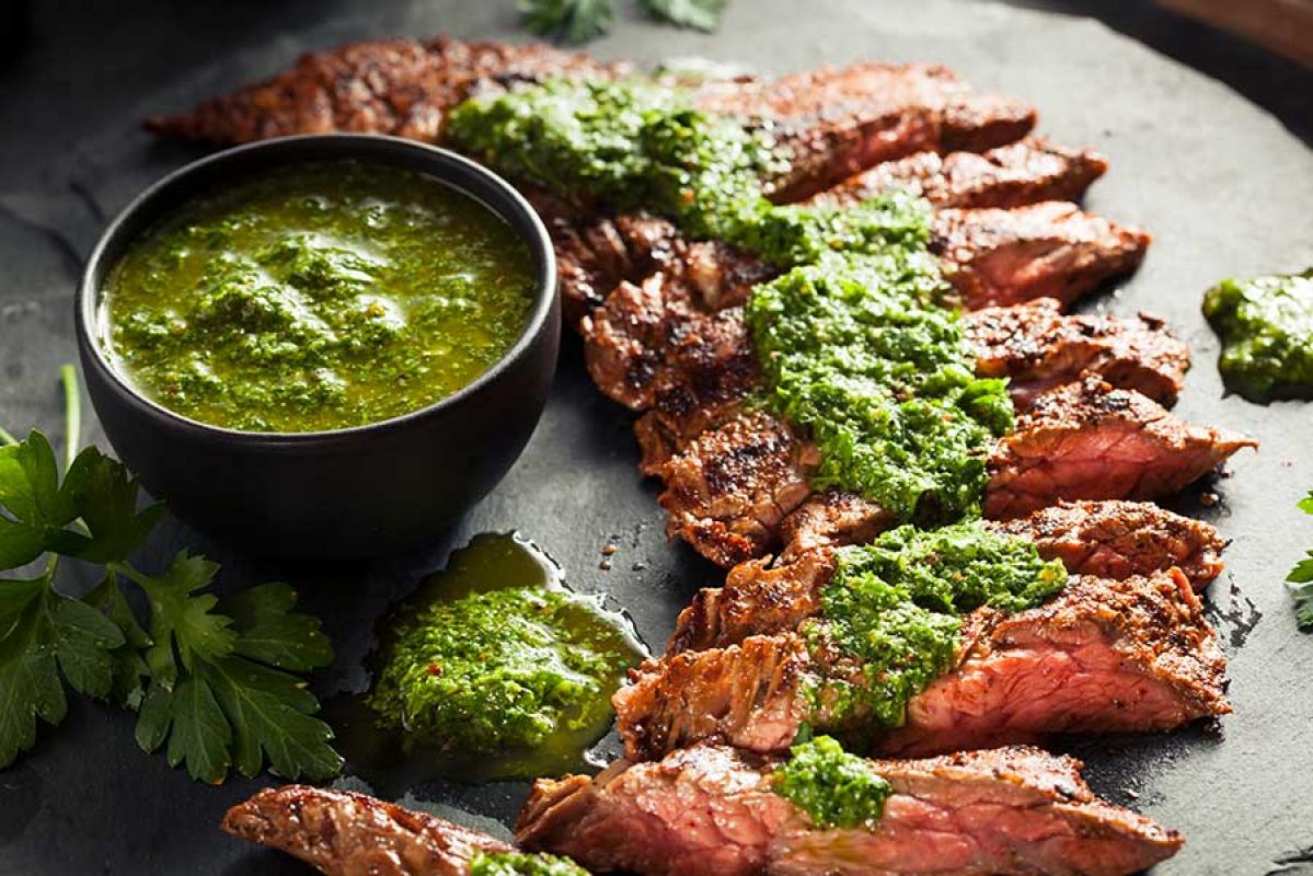 Beef brisket with chimichurri sauce