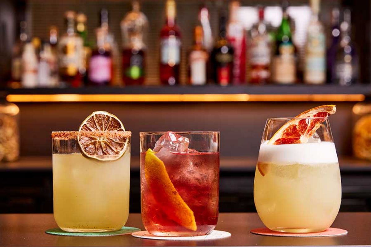 three cocktails lined up