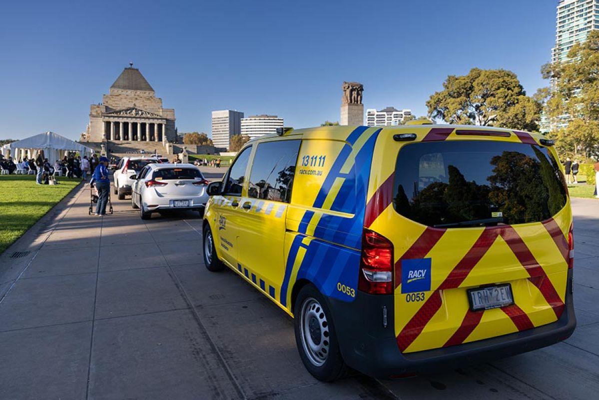 RACV ERA van driving towards Shrine of Remembrance