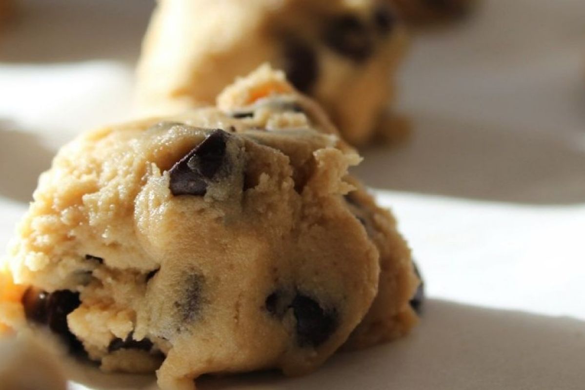 close-up image of a ball of cookie dough
