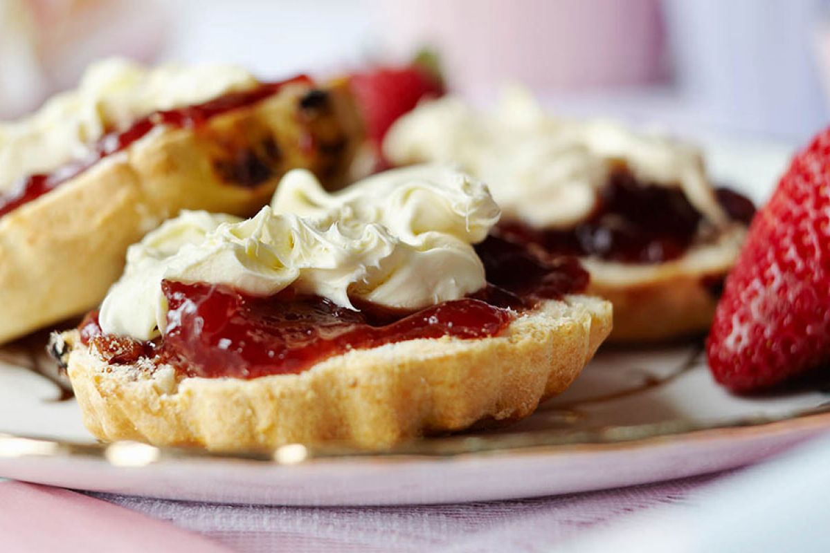 Scones with jam and cream