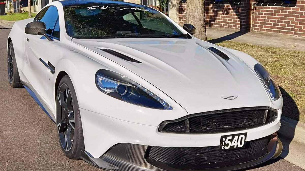 A white Aston Martin Vanquish S