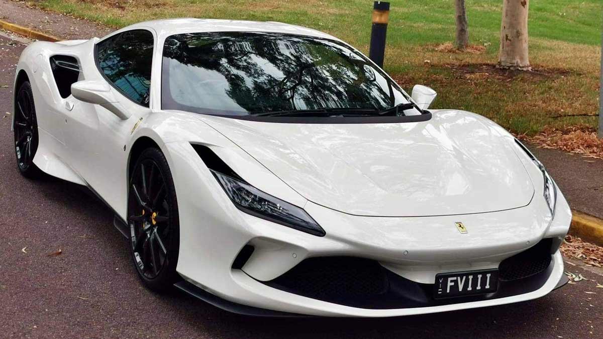 A white Ferrari F8