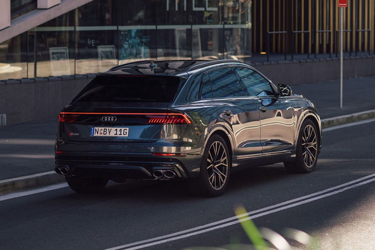 Grey Audi SQ8 parked on city street