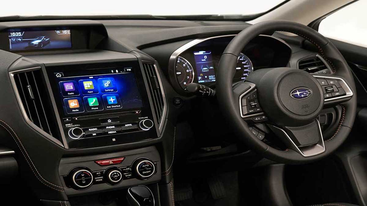 Subaru XV interior, dashboard and steering wheel