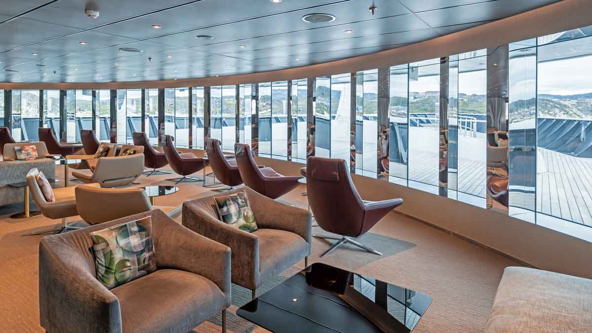 The luxurious Observation Lounge on board the Scenic Eclipse. Image: Scenic Cruises