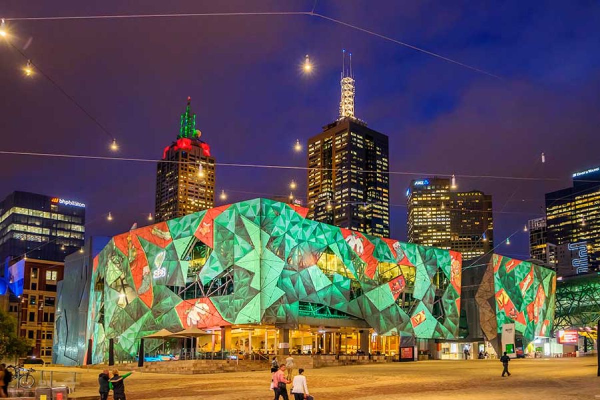federation square christmas projections