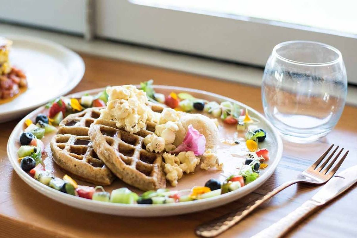 Vegan waffles on a plate