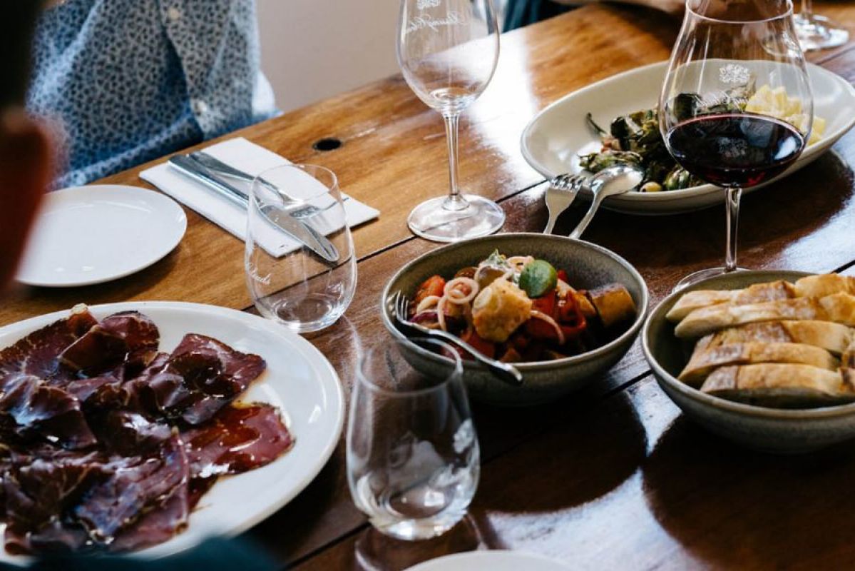 Food and wine at Passing Clouds