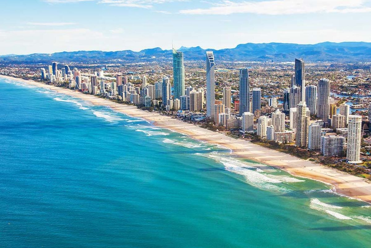 Aerial view of the Gold Coast coastline