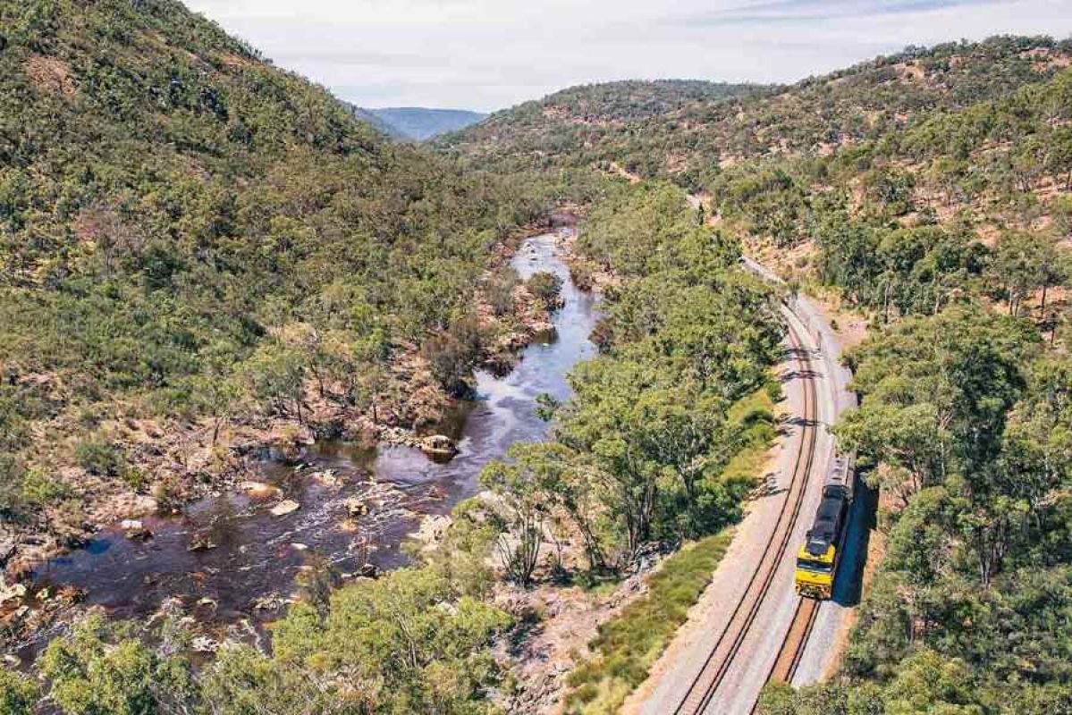 Top view of Indian Pacific in the wilderness
