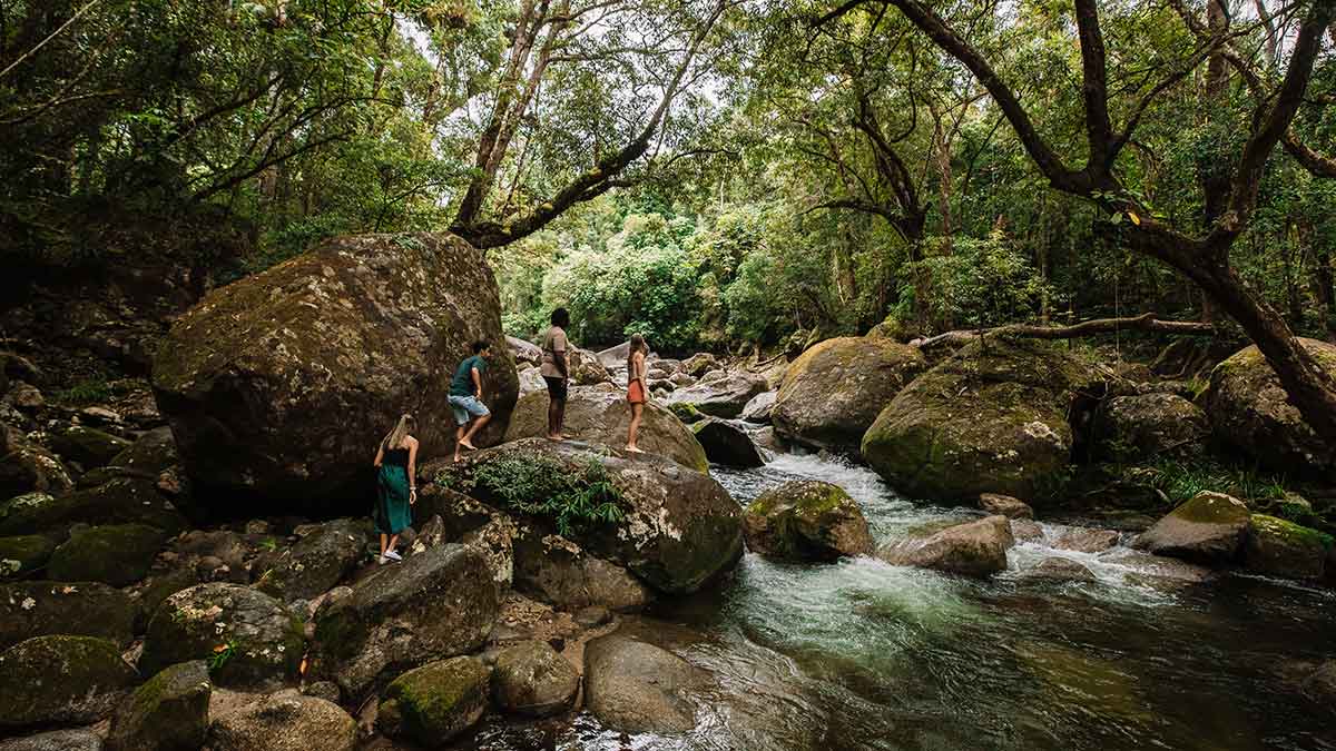 Swimming in a secluded water hole
