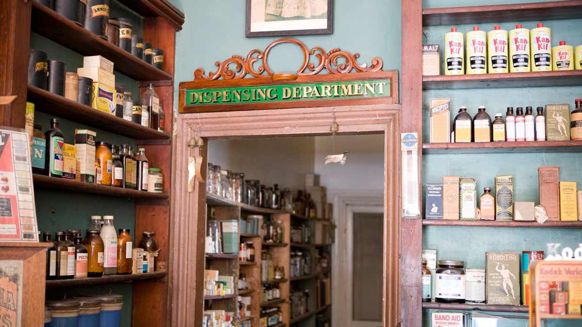 Dow's Pharmacy offers a taste of early medicine. Image: National Trust.
