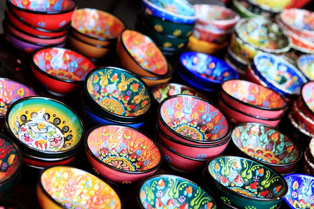 hand painted bowls from a market