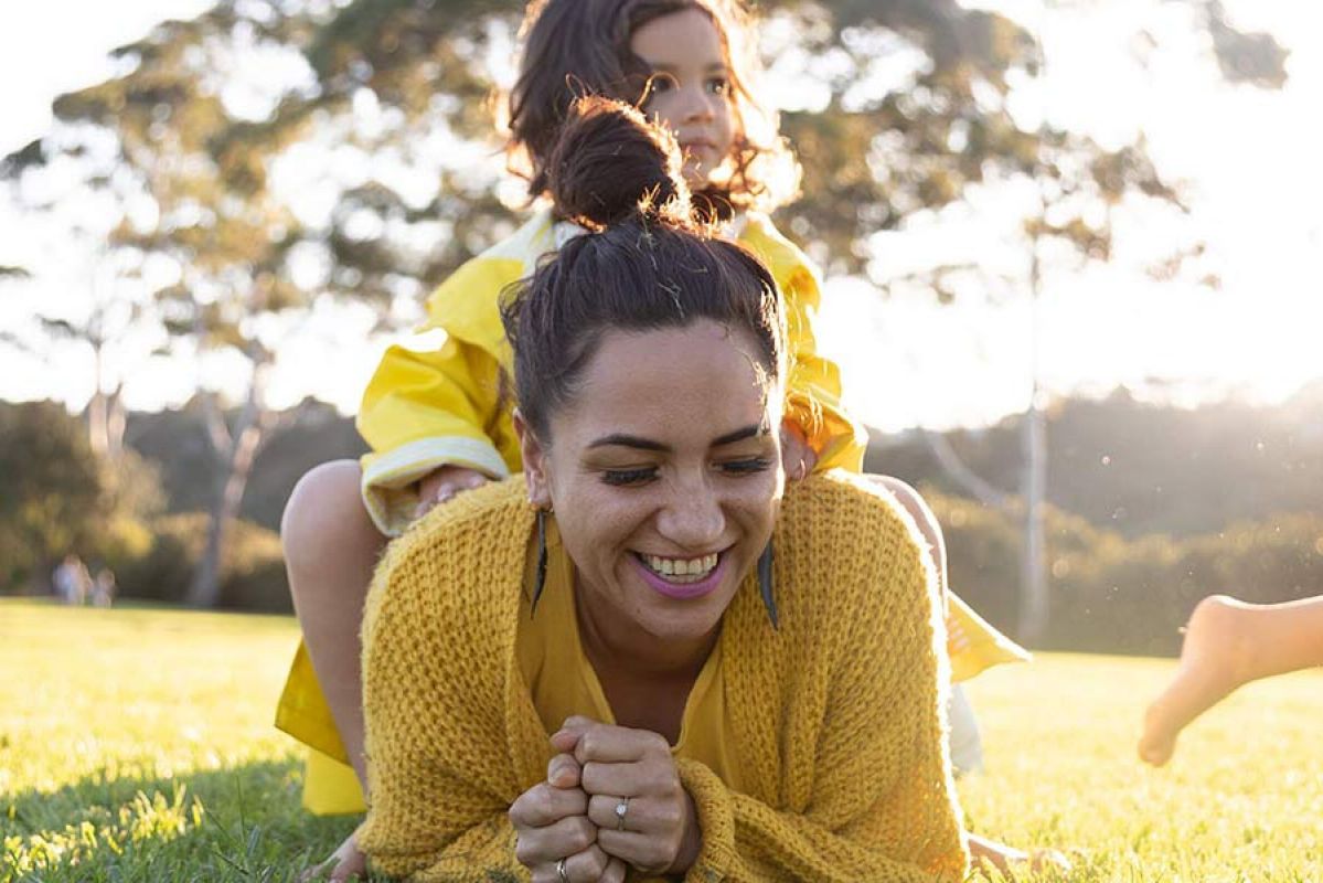 woman and child happy