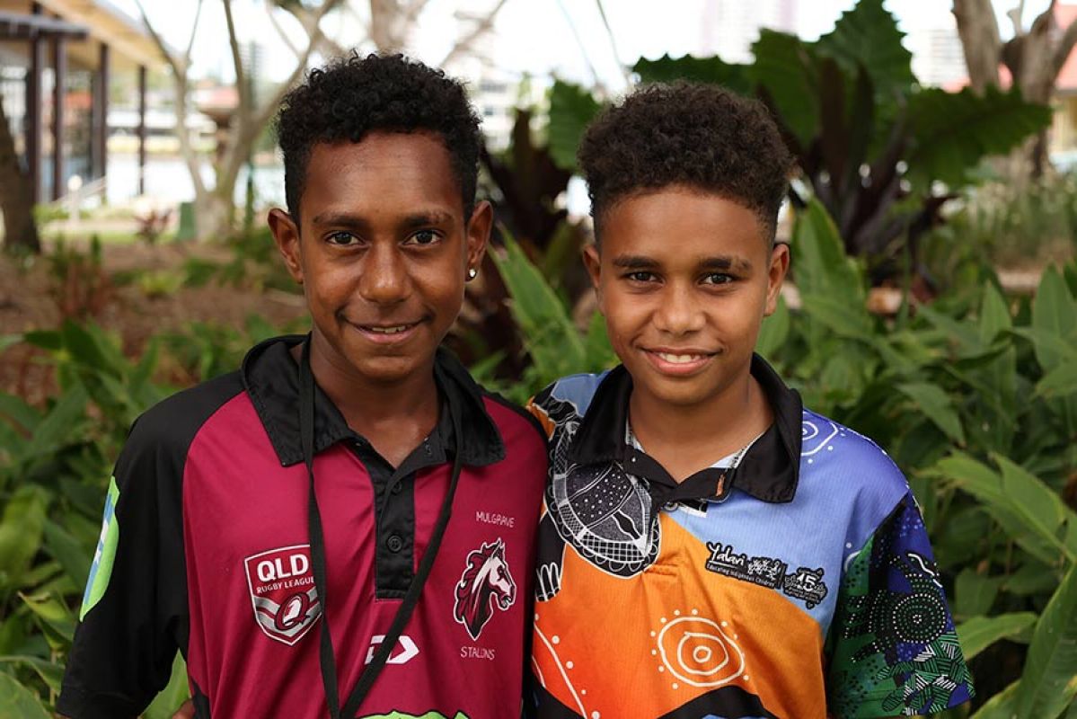 Two young Indigenous boys smiling