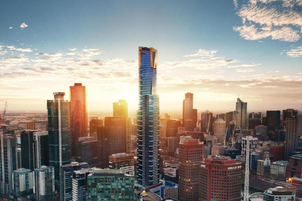 Melbourne Skydeck building standing tall among city skyline