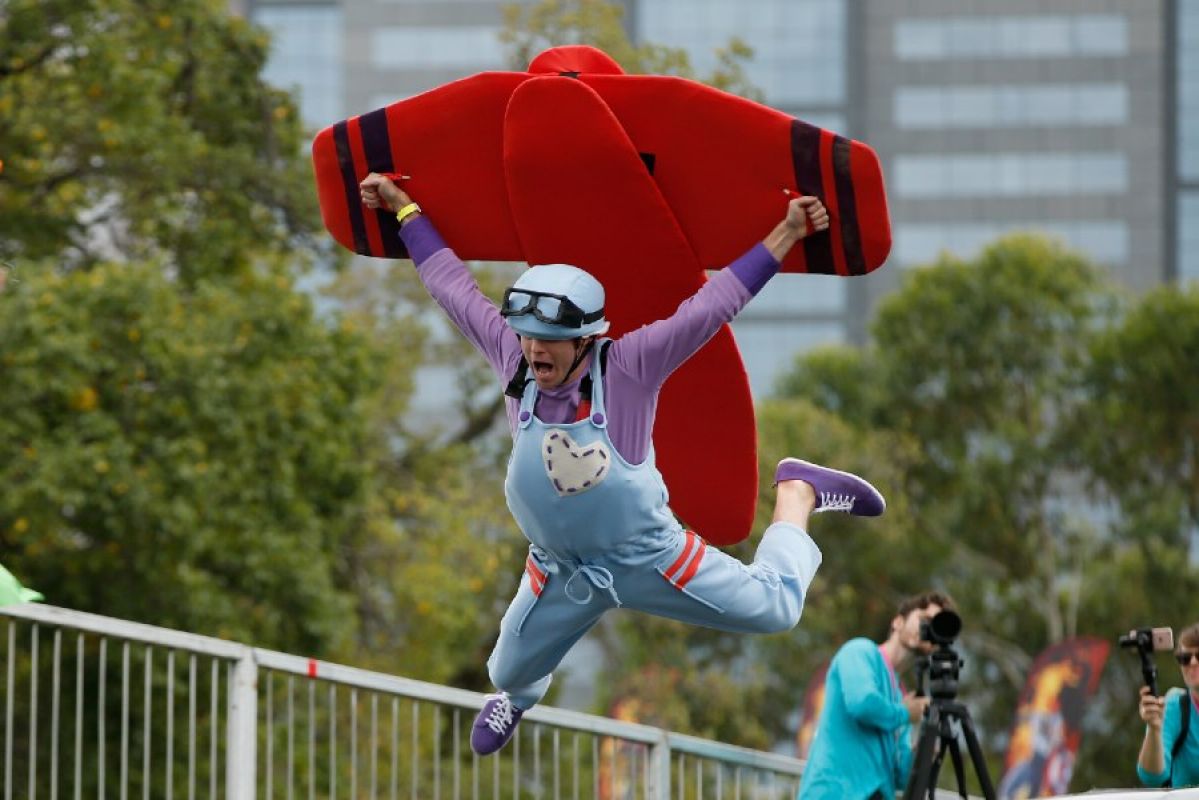 man competing in the Moomba Festival's Birdman Rally