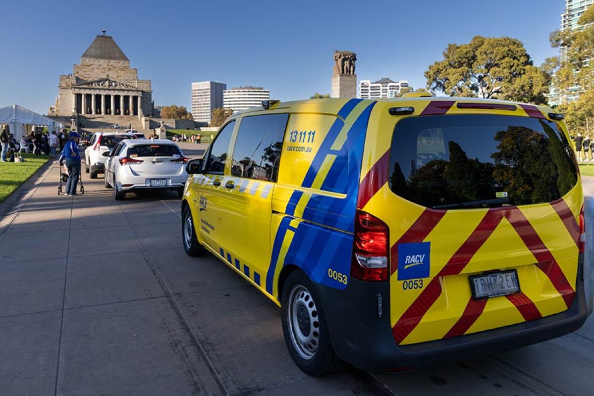 RACV ERA van driving towards Shrine of Remembrance