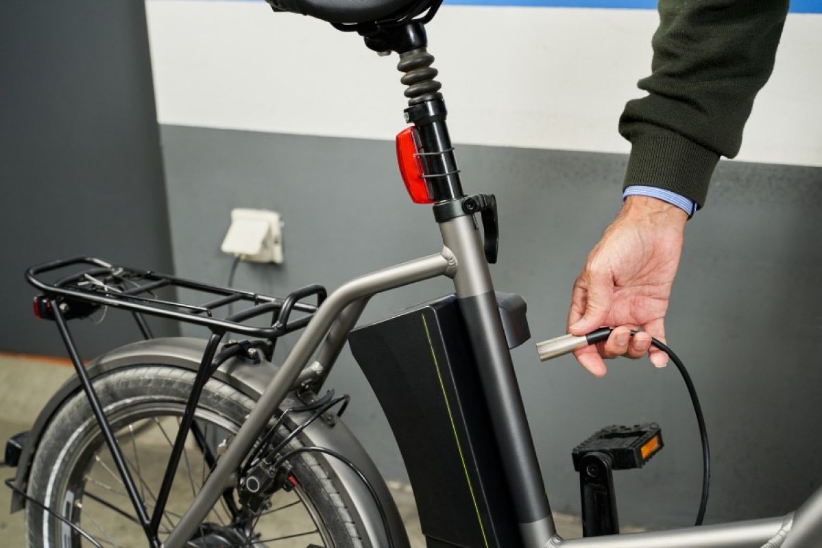 An e bike being charged