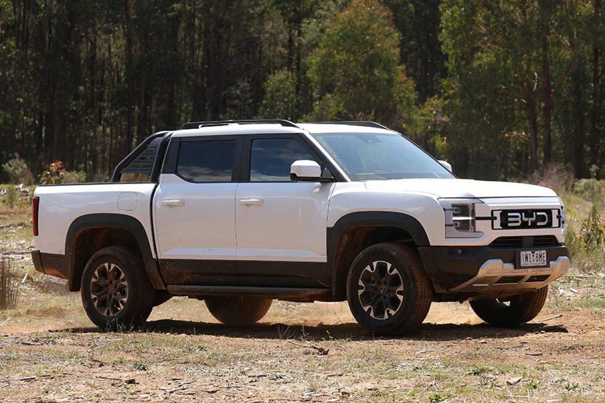 BYD Shark 6 ute parked out in the bush