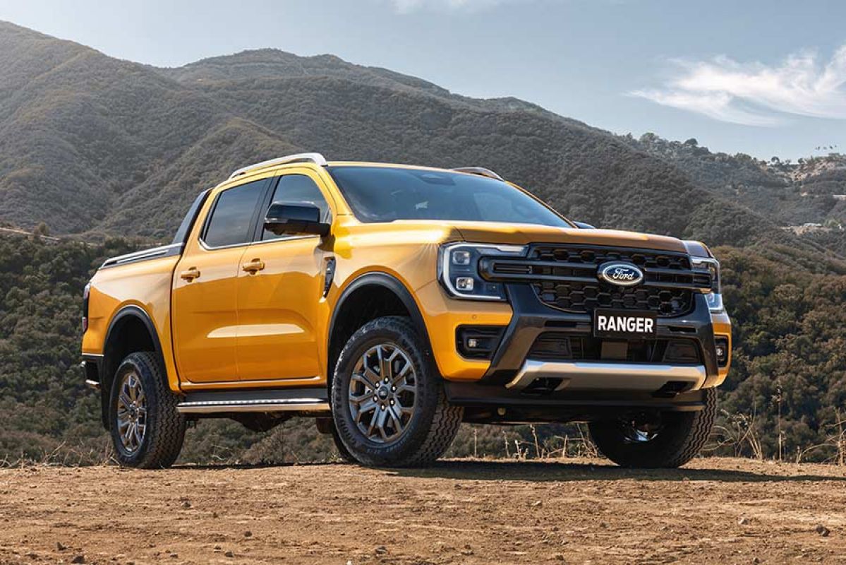 Gold Ford Ranger Wildtrak V6 dual-cab ute in Australian high country