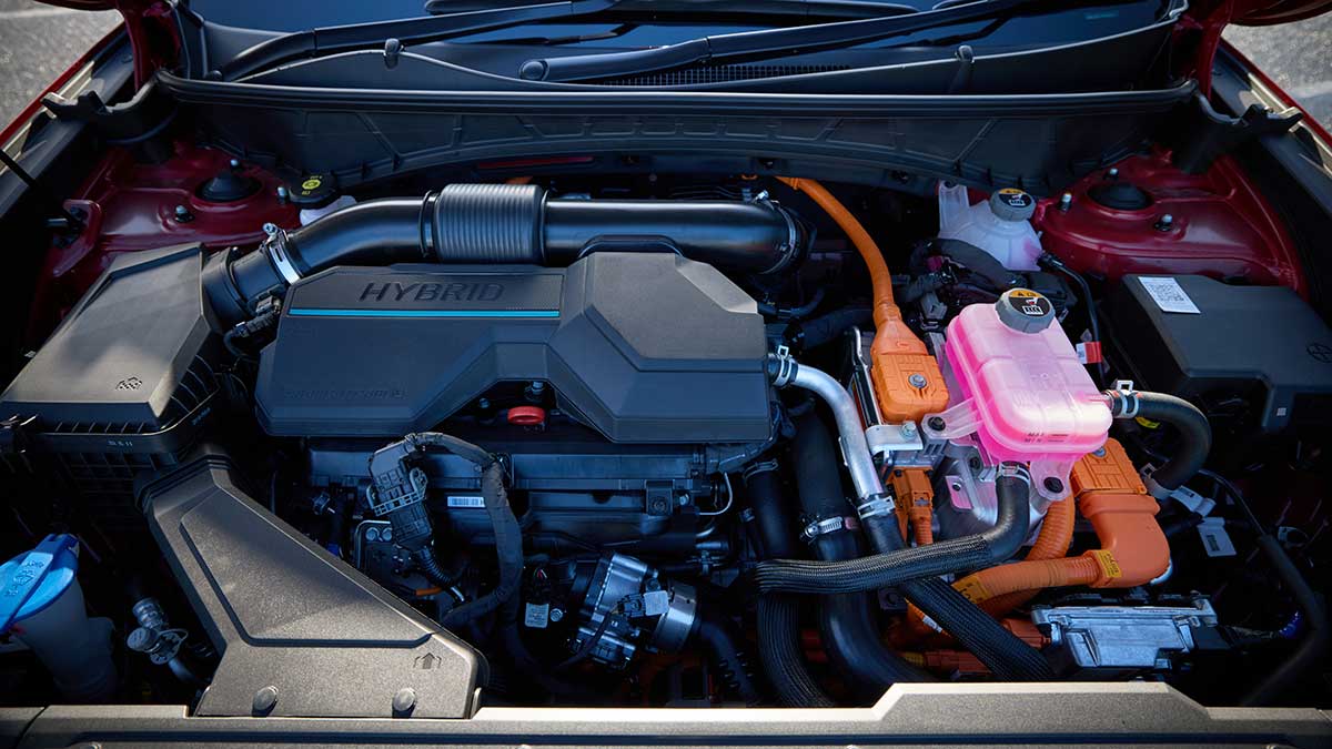 Hybrid powertrain under bonnet of Hyundai Tucson Premium N Line SUV
