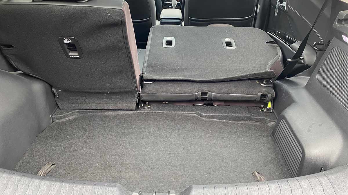Boot with rear seat portion folded down in Mahindra XUV 3XO small SUV
