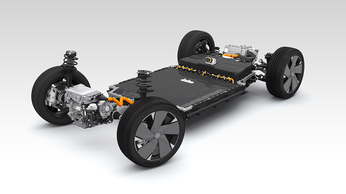 Graphic image showing electric powertrain of Nissan Ariya