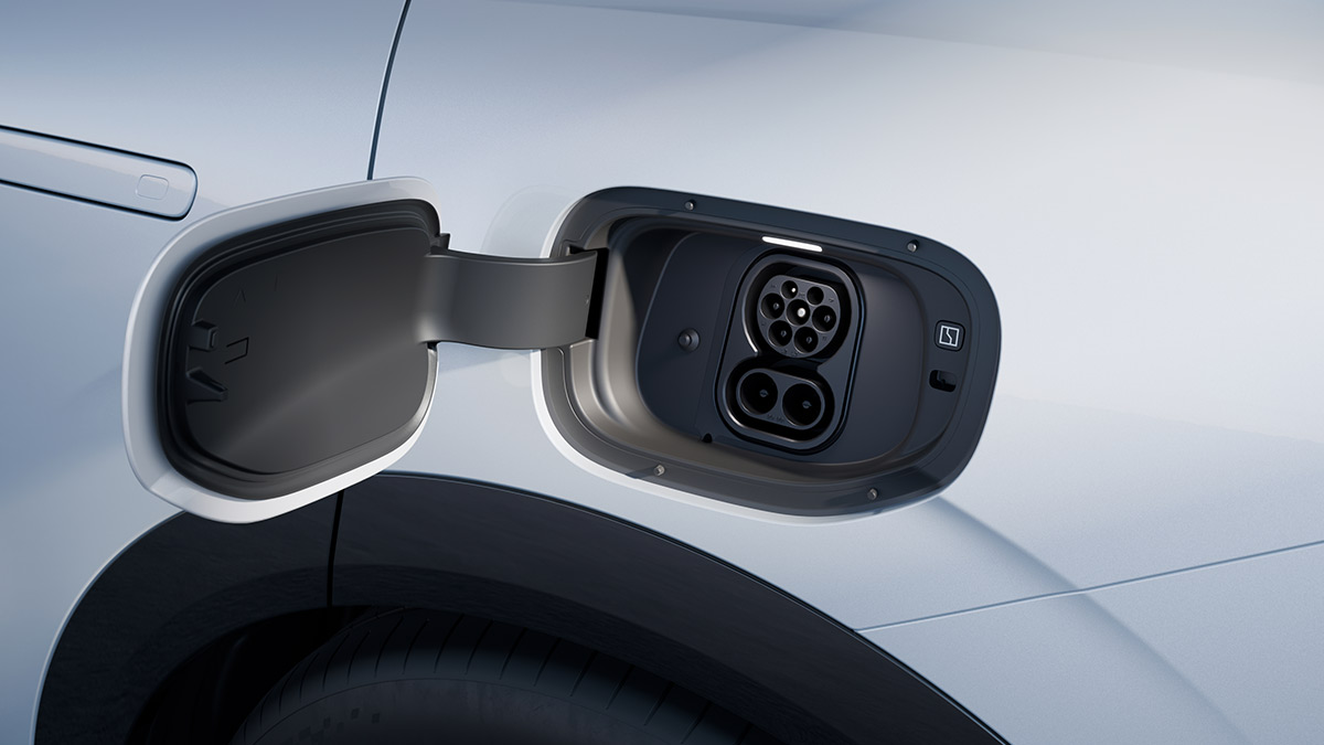 CCS2 charging port of white Zeekr 7X electric SUV