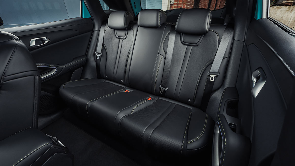 The BYD Atto 2 DM-i's back seats offer air vents, USB-A and -C charging options, and plenty of legroom and headroom
