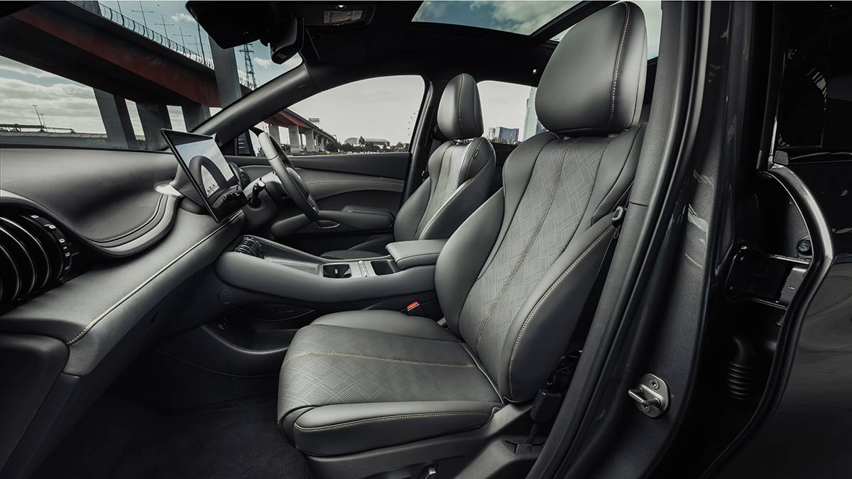 The front seats of the BYD Atto 3 Evo