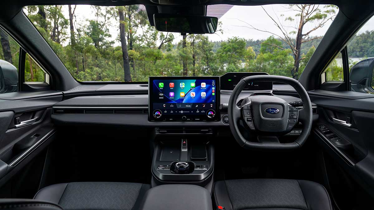 Interior dashboard of 2026 Subaru Trailseeker AWD electric vehicle.