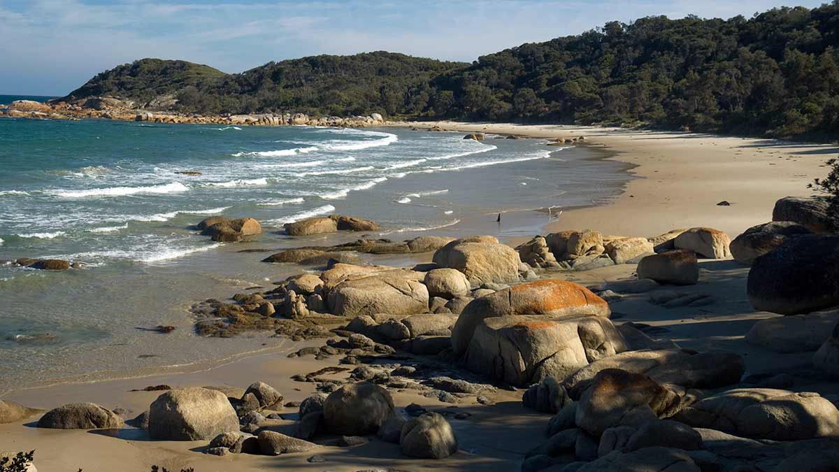 Isolated Honeymoon Bay coastal wilderness beach near Point Hicks