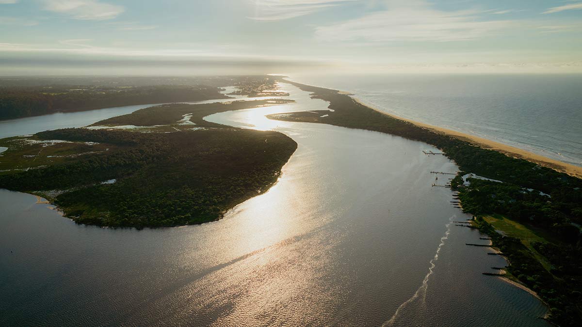 Aerial view of Gippsland Lakes