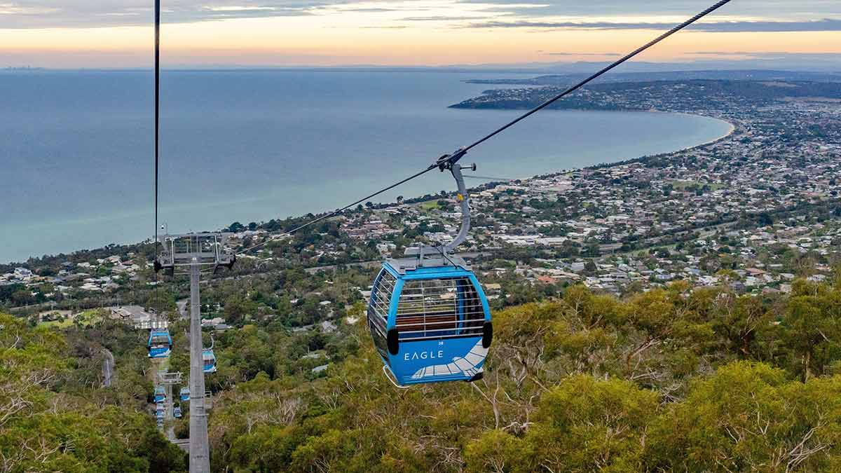 Arthurs Seat Eagle chairlift with views of Port Phillip Bay