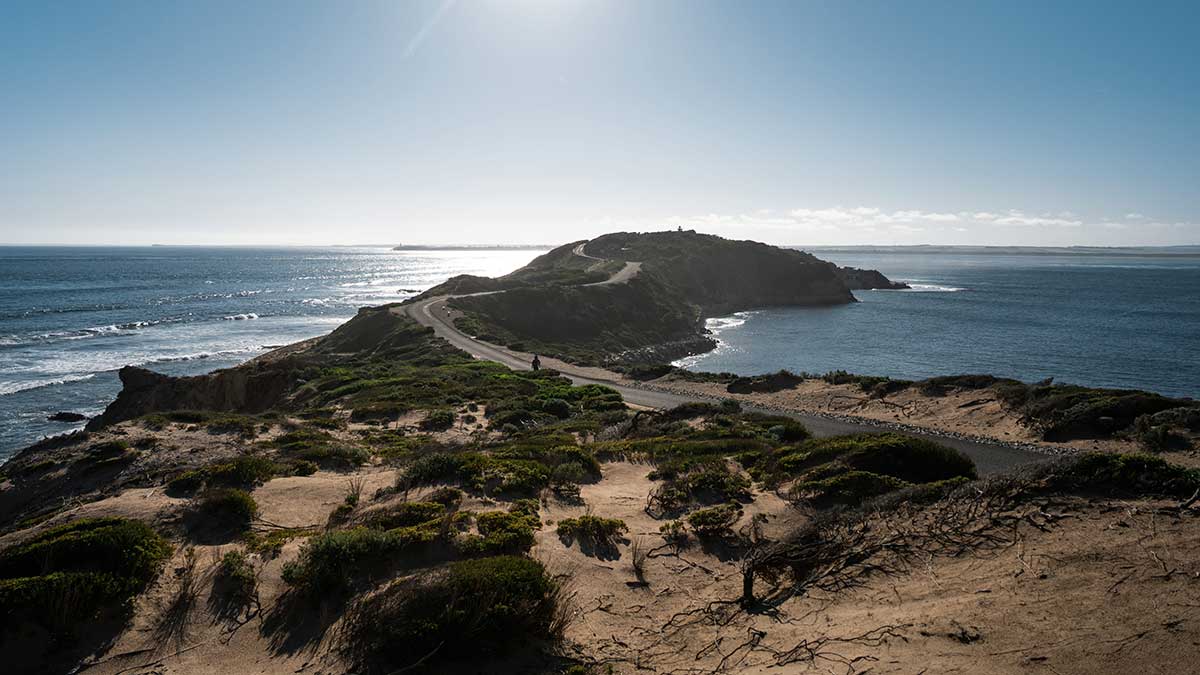 Narrow coastal road to Point Nepean