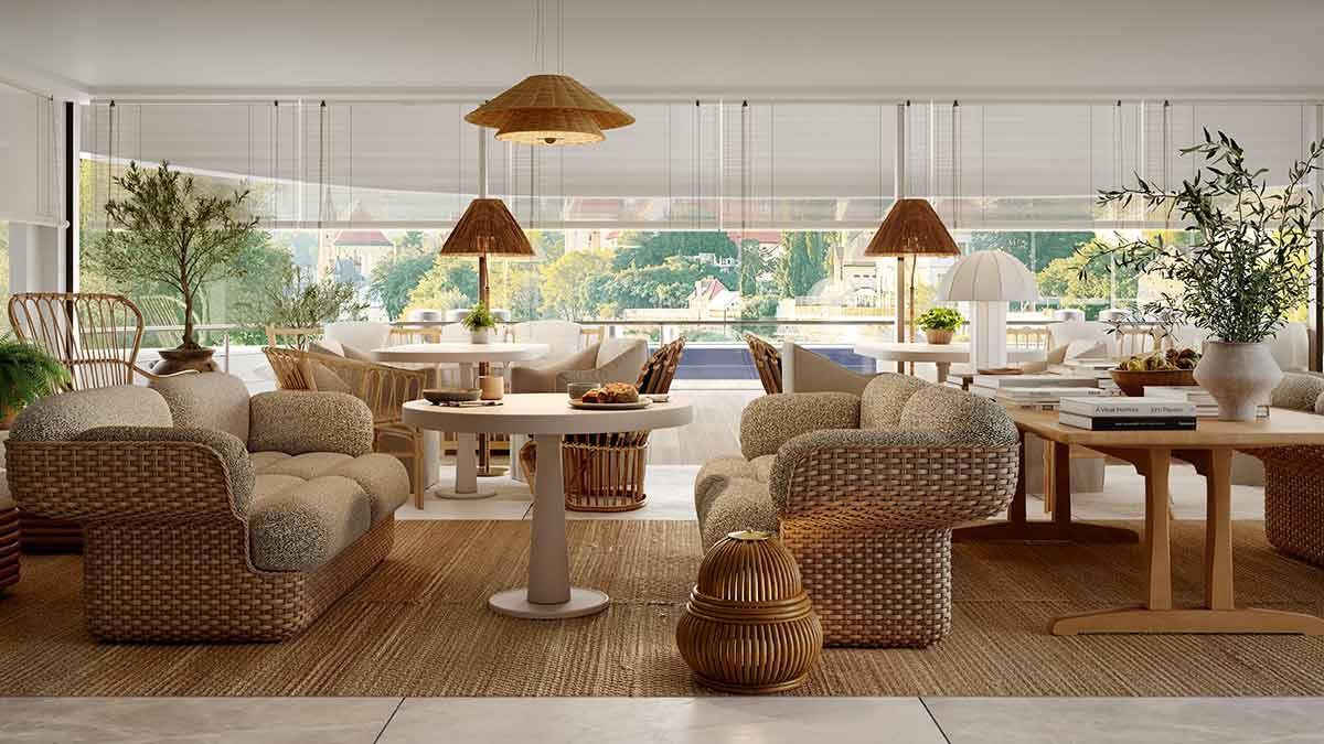 artist impression of cruise ship lounge