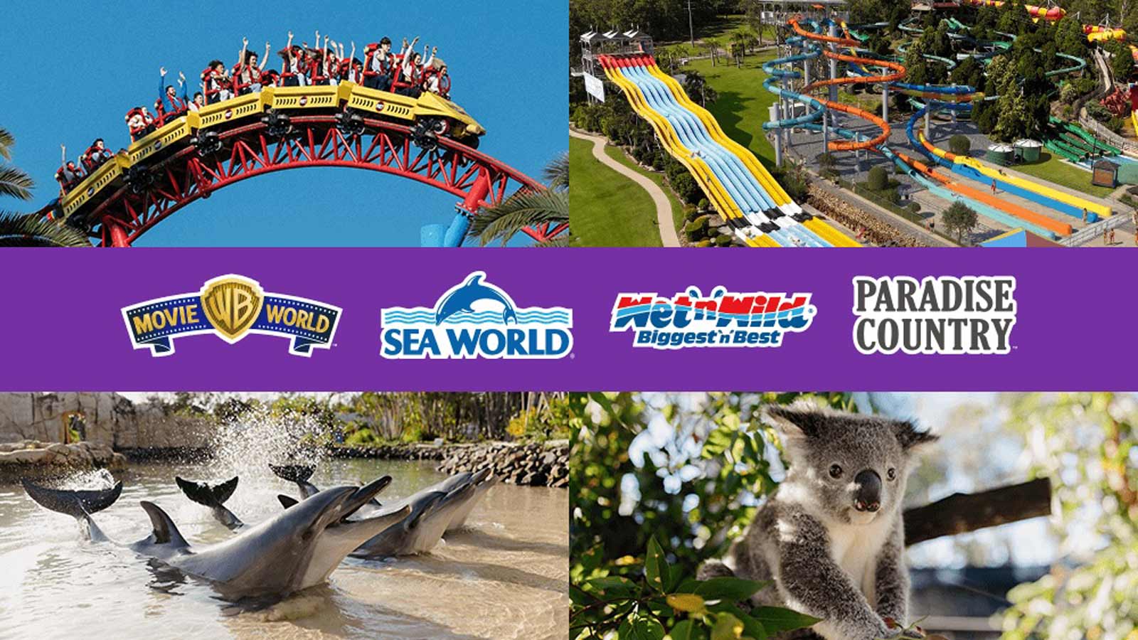 Village Roadshow logos and attraction images