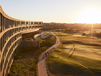 External view of RACV Torquay Resort as the sun rises