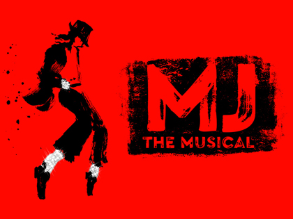 A black illistration on MJ on a red background