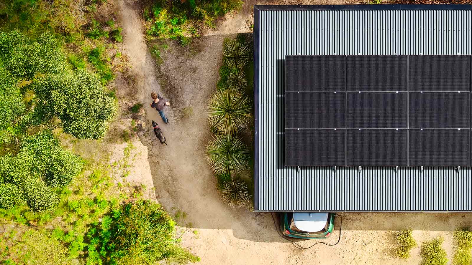 Aerial view of RACV installed solar panels