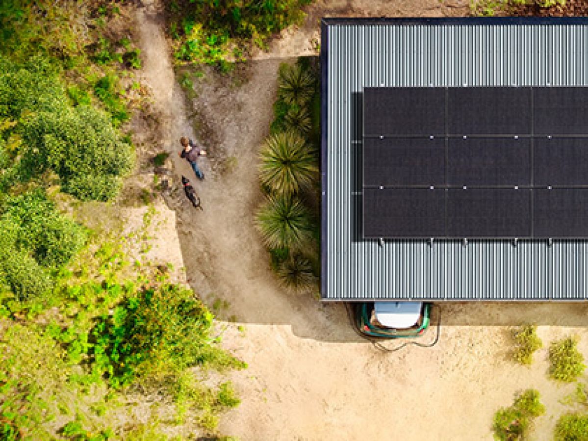 Aerial view of RACV installed solar panels