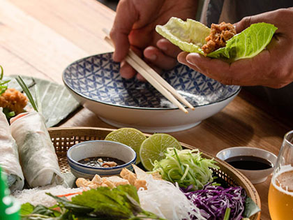 Close up image of ingredients for cooking workshop at Otao kitchen.