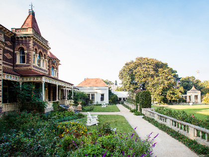 An old building in Rippon Lea with manicured gardens