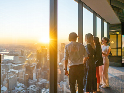 Group of tourists at the Eureka tower observation 