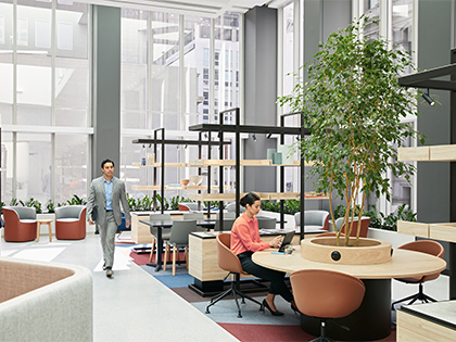 People working at the Shared Workspace at RACV City Club.