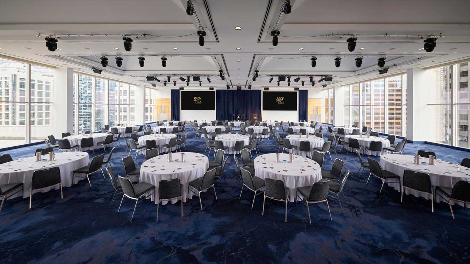 Full view of Level 17 set up as Cabaret 